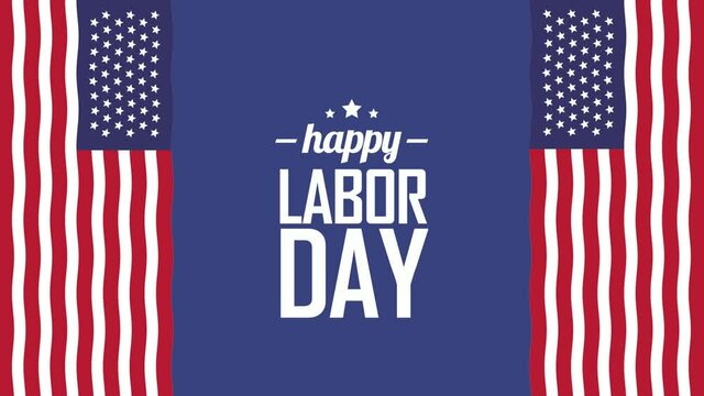 usa labor day lettering with flags frame