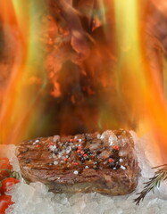 Steak with fire and ice wallpaper