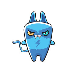 cute blue halloween cat isolated on white background. Cartoon happy black witch kitten with big eyes