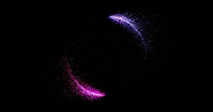 Two rotating hemispheres of red &blue particles. colors, 4k,alfa channal