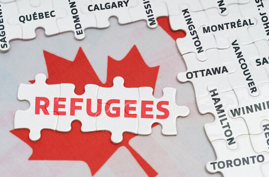 The Flag Of Canada Features City Name Jigsaw Puzzles And Jigsaw Puzzles With The Words - Refugees