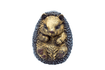 urchin concrete garden sculpture for landscaping and backyard decoration, isolated hedgehog on a white background, nobody.