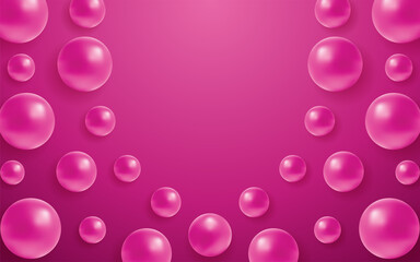 Realistic sphere geometric purple design elements circle bubble pattern with 3d pink ball beautiful background for poster, banner, placard