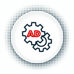 Line Advertising icon isolated on white background. Concept of marketing and promotion process. Responsive ads. Social media advertising. Colorful outline concept. Vector