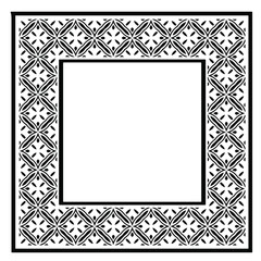 Obraz premium Black and white rectangle frame with linear border ornament, vector certificate template, decorative design element in retro style.