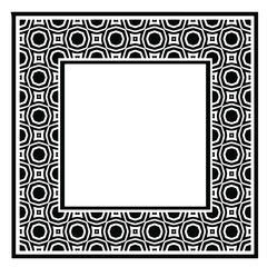 Black and white rectangle frame with linear border ornament, vector certificate template, decorative design element in retro style.
