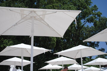 beach umbrella and blue sky