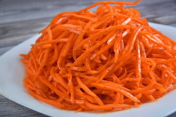 Korean food pickle on white plate closeup vegetarian food