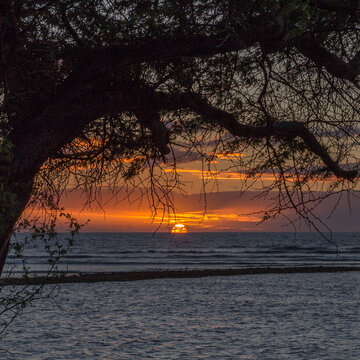 Sunset at the beach in Kihei, Maui, Hawaii