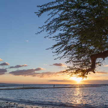 Sunset at the beach in Kihei, Maui, Hawaii