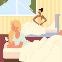 women waking up
