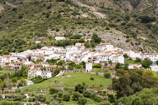 White village of Jimera de libar in the mountains of Serrania de Ronda, Andalusia, Spain