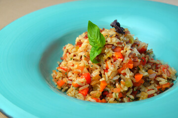 rice with vegetables closeup