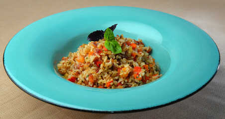 rice with vegetables closeup