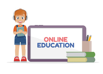Distance learning online education. Studen Online Education.