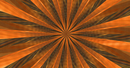 Vibrant orange wood ornamental starburst pattern