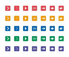 5色の矢印アイコンセット（四角）