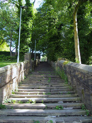 the old medieval church steps in rochdale grater manchester leaching to saint chads churchyard