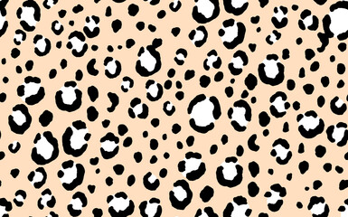 Abstract modern leopard seamless pattern. Animals trendy background. Beige and black decorative vector stock illustration for print, card, postcard, fabric, textile. Modern ornament of stylized skin
