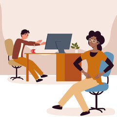 employees in office active break