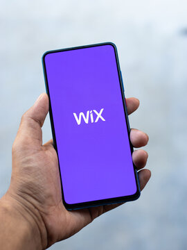 Assam, india - September 6, 2020 : Wix logo on phone screen stock image.