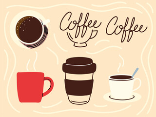 coffee beverage icon set