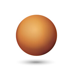 Glass orange ball or precious pearl. Glossy realistic ball, 3D abstract vector illustration highlighted on a white background. Big metal bubble with shadow