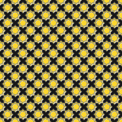 Arabic arabesque seamless pattern with colorful elements. Geometric background. Design greeting card for Ramadan Kareem, Islamic ornamental colorful detail of mosaic. Vector illustration