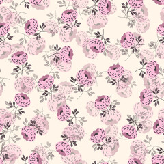 Seamless floral pattern based on traditional folk art ornaments. Colorful flowers on light background. Scandinavian style. Sweden nordic style. Vector illustration. Simple minimalistic pattern