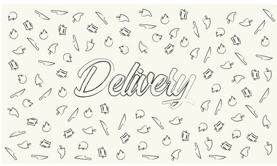 icons patterns food BBQ lettering delivery 