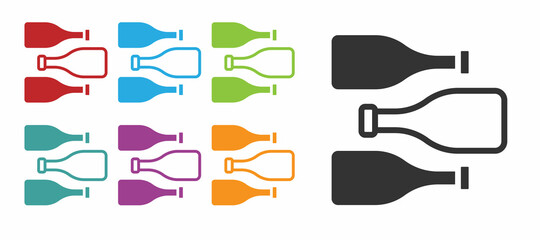 Black Bottles of wine icon isolated on white background. Set icons colorful. Vector
