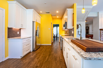 Open modern kitchen in a single family home, Texas