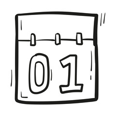 Hand drawn calendar icon in doodle style isolated