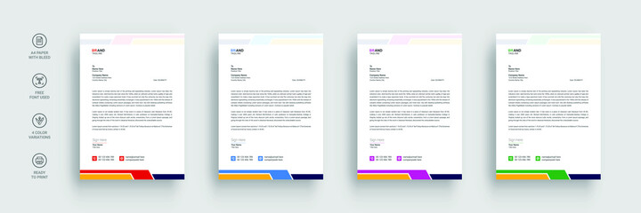 Letterhead template in flat style, letterhead set or bundle, business letterhead