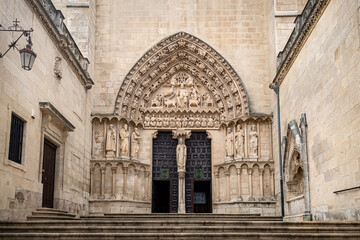 Obraz premium Entrance Arch and Doorway into the UNESCO World Heritage Cathedral of Burgos on the Way of St James Pilgrim Trail Camino de Santiago