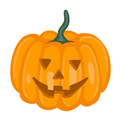 Isolated vector element. A pumpkin for Halloween. The print is used for packaging design, fabric. Autumn. A jack-o'-lantern