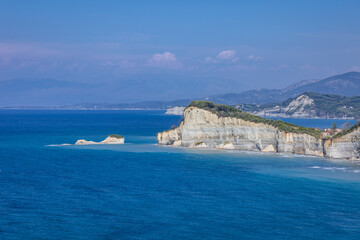 Aerial view of Cape Drastis at the northwest tip of Greek Island of Corfu