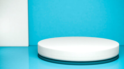 Minimal white podium, pedestal or platform for cosmetic product presentation. Display stand for product presentation mock up. 3D rendering