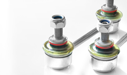 two rack stabilizer of front car suspension on white background