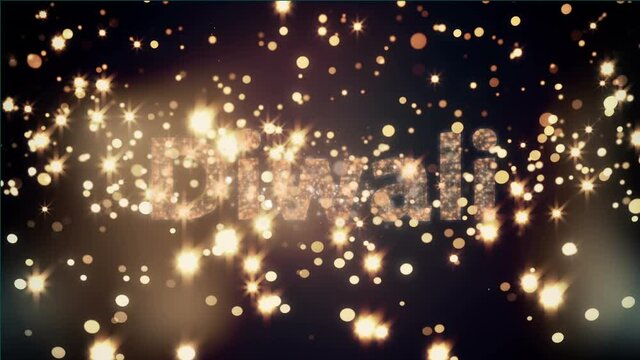 Animation of diwali text and fireworks