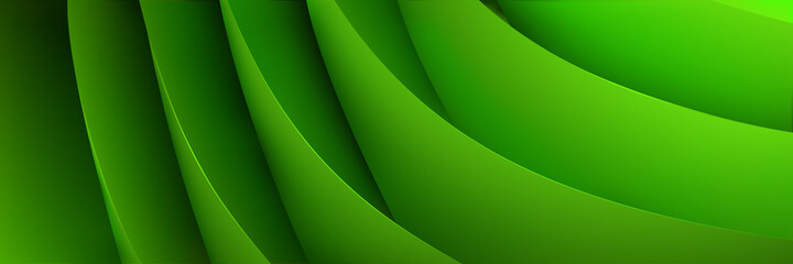 Abstract background of curved volumetric paper sheets in green colors