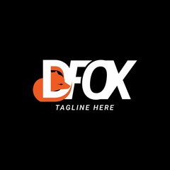 vector image of the DFOX logo concept with the concept of a fox hiding behind the letter D