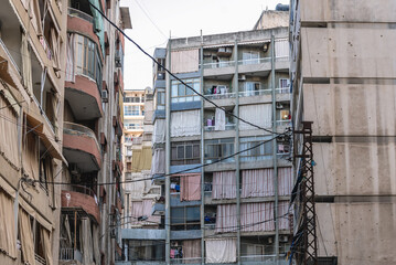 Fototapeta na wymiar Old residential buildings in Snoubra district of Beirut capital city, Lebanon