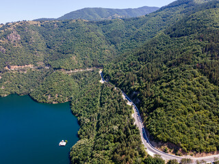 Aerial view of The Vacha (Antonivanovtsi) Reservoir, Region, Bulgaria