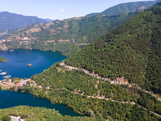 Aerial view of The Vacha (Antonivanovtsi) Reservoir, Region, Bulgaria