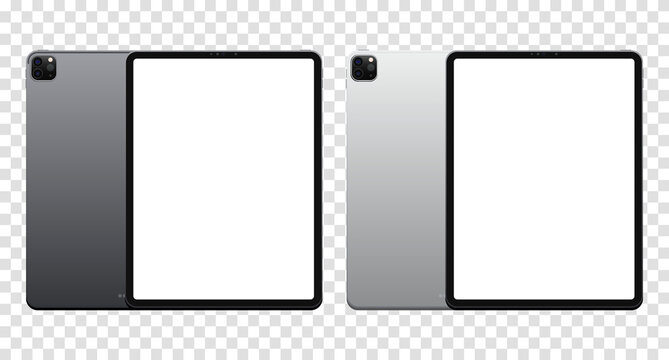 Front and back side tablet. Mockup screen tablet with blank screen. Realistic vector illustration. EPS10
