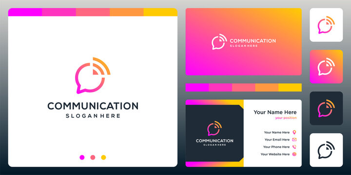 Creative chat bubble logo design template with technology signal connection graphic design vector illustration.