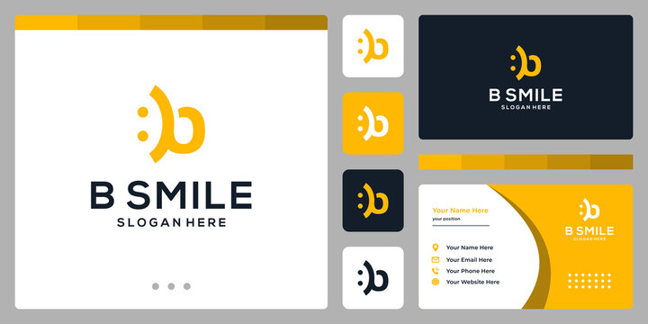 Initial letter B logo design template with smile graphic design vector illustration.