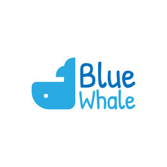 cute cartoon styled blue whale logo design.