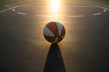 Basketball as a sports and fitness symbol of a team leisure activity playing. Copy space.